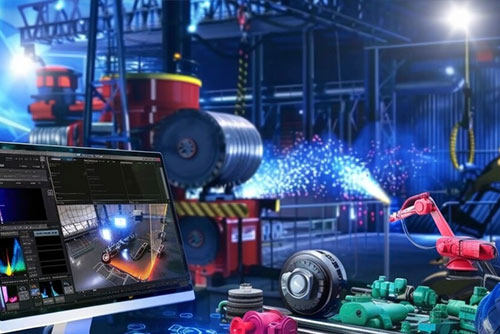 Heavy industrial machinery with vibration sensors